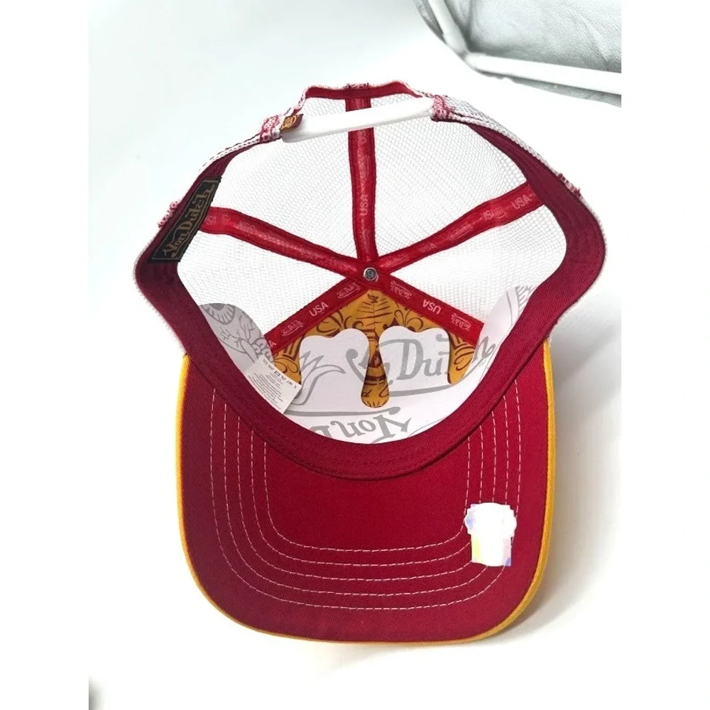New Von Dutch Trucker Hat Burgundy Gold White Mesh Snapback Adjustable Cap USA